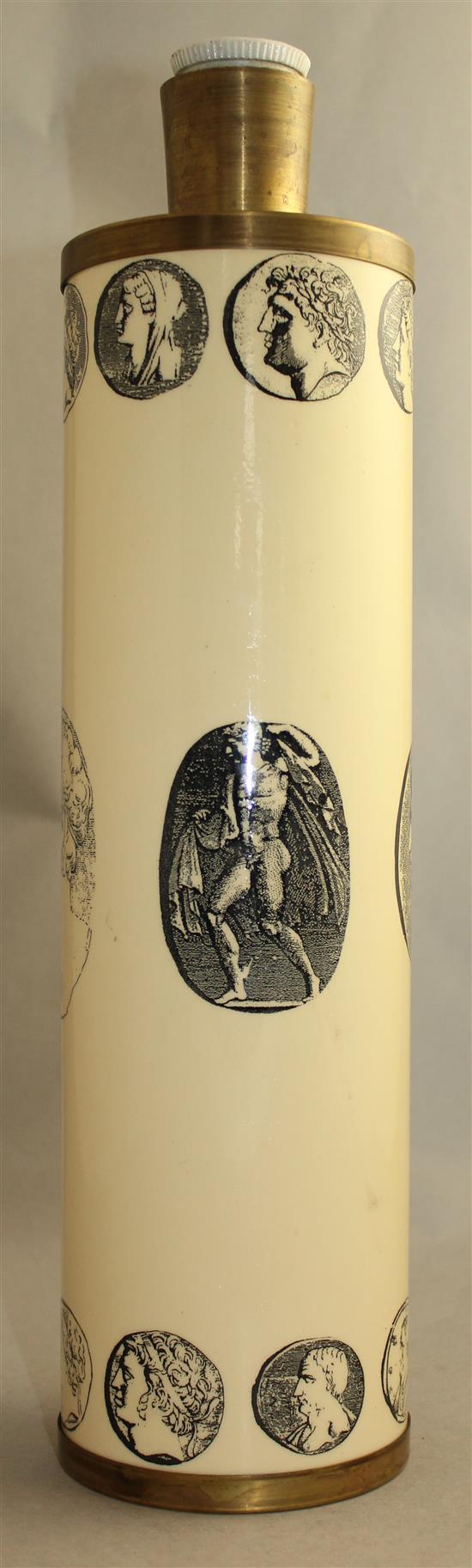 A Fornasetti type table lamp, total height 41.5cm